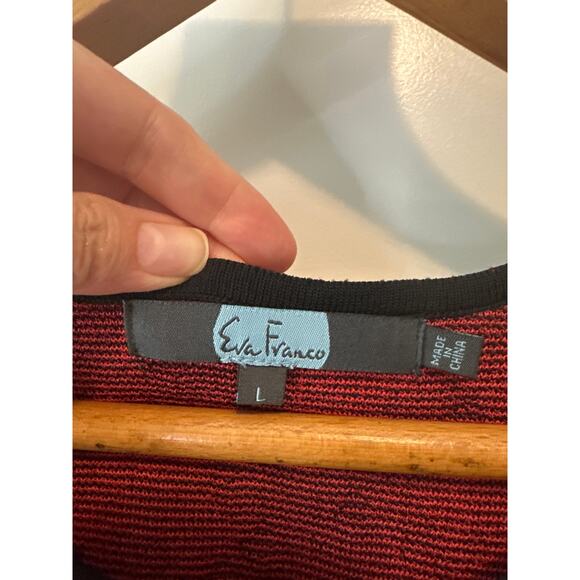 Anthropologie Eva Franco Ruffled Floral Knit Mini Sweater Dress Red Size L - Picture 5 of 9